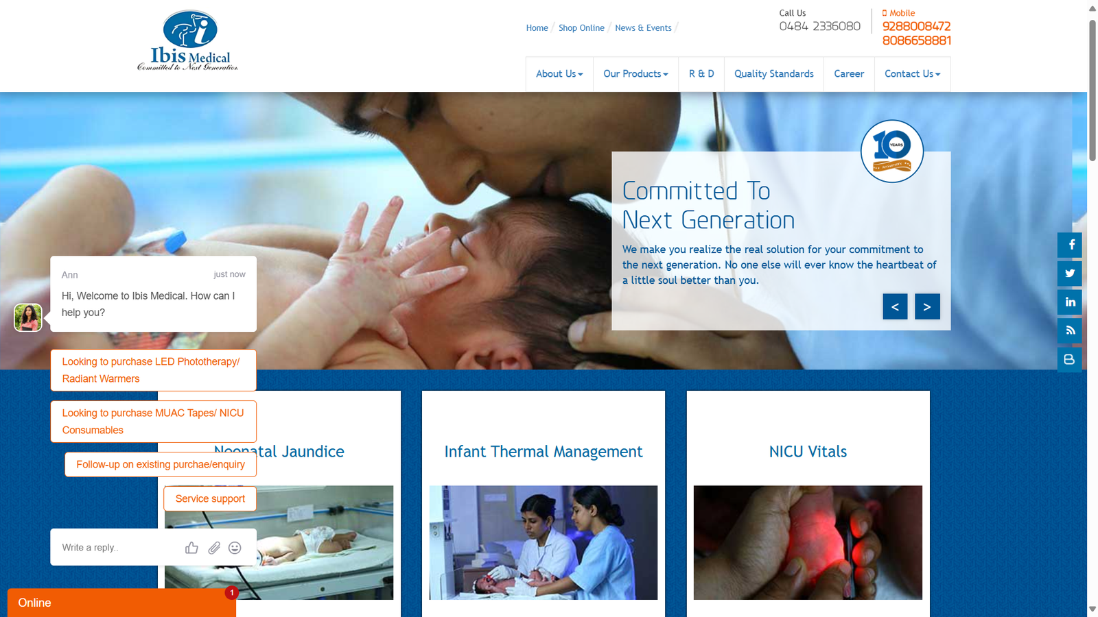 Medical Equipment Manufacturer Website